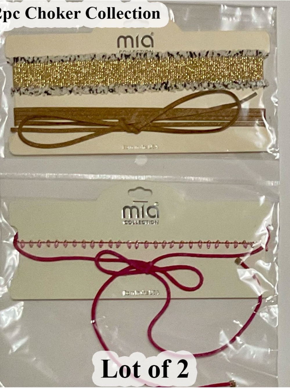 MIA Gold and Hot Pink Two-Piece Choker Set